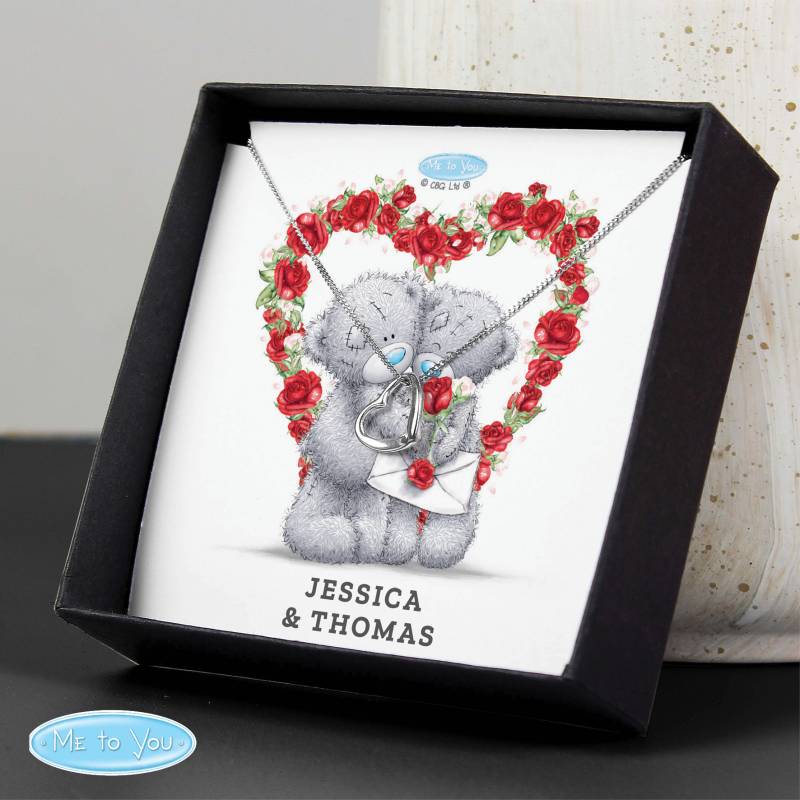 Personalised Me to You Valentine Sentiment Heart Necklace and Box