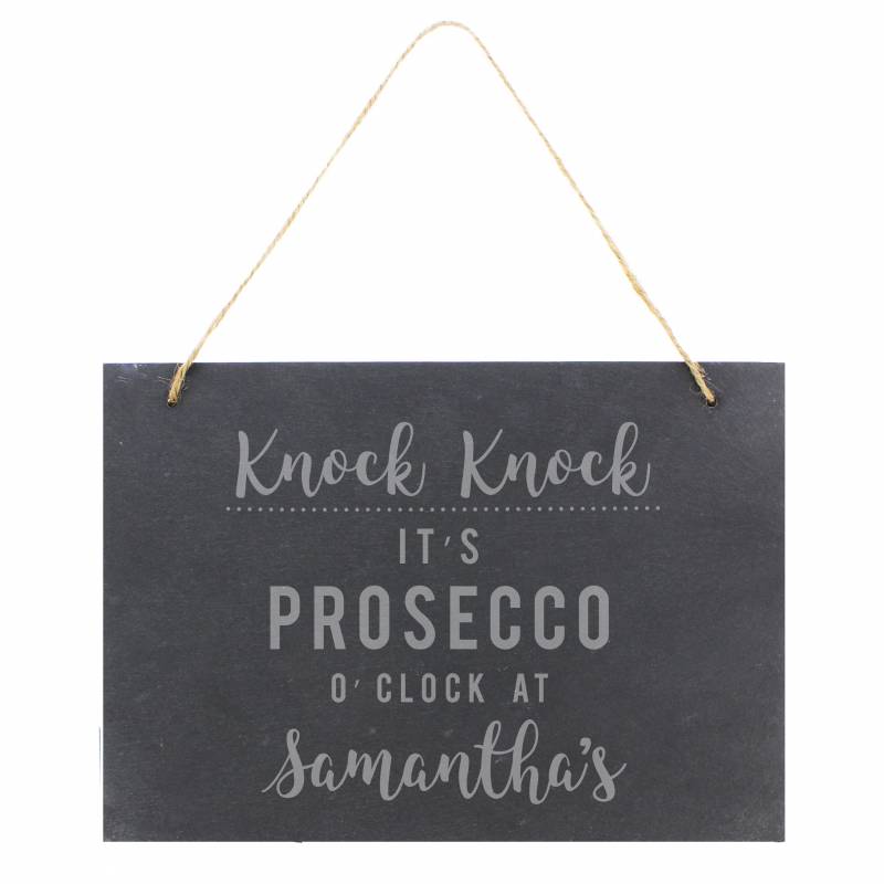 Personalised Prosecco O'Clock Large Hanging Slate Sign