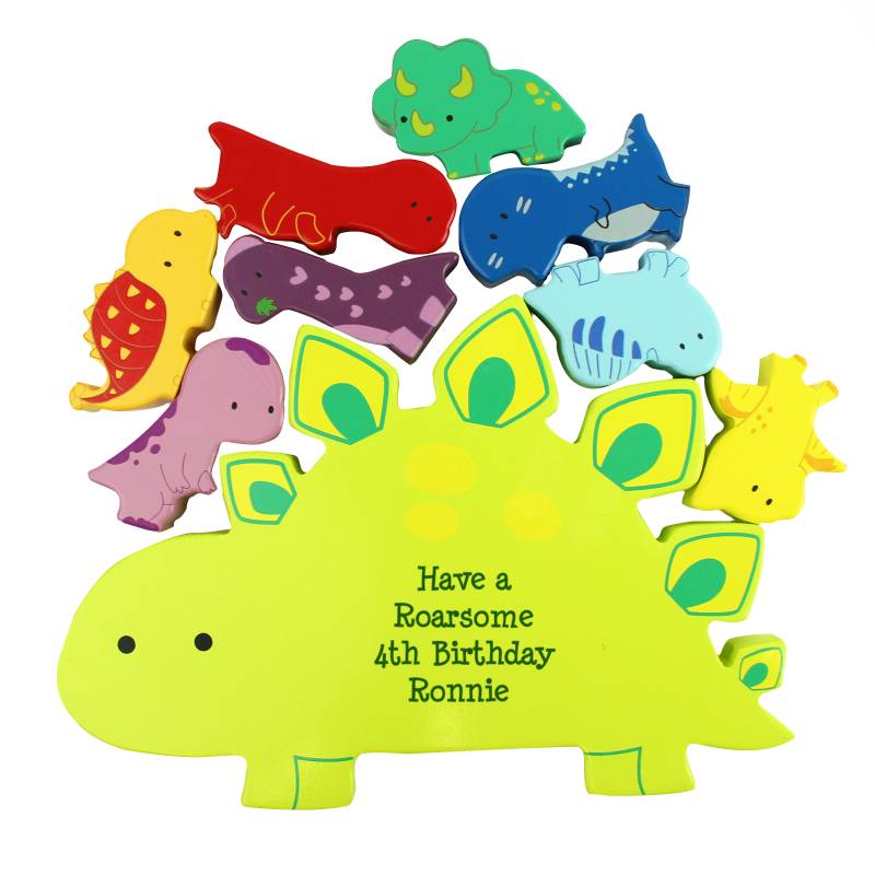 Personalised Free Text Wooden Dinosaur Stacker Toy